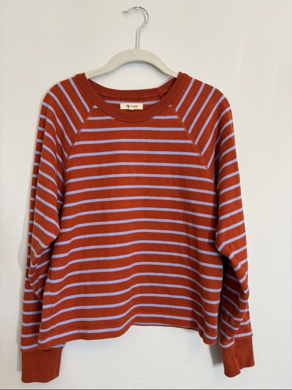 Madewell Rust Orange and Light Purple Striped Long Sleeve Shirt